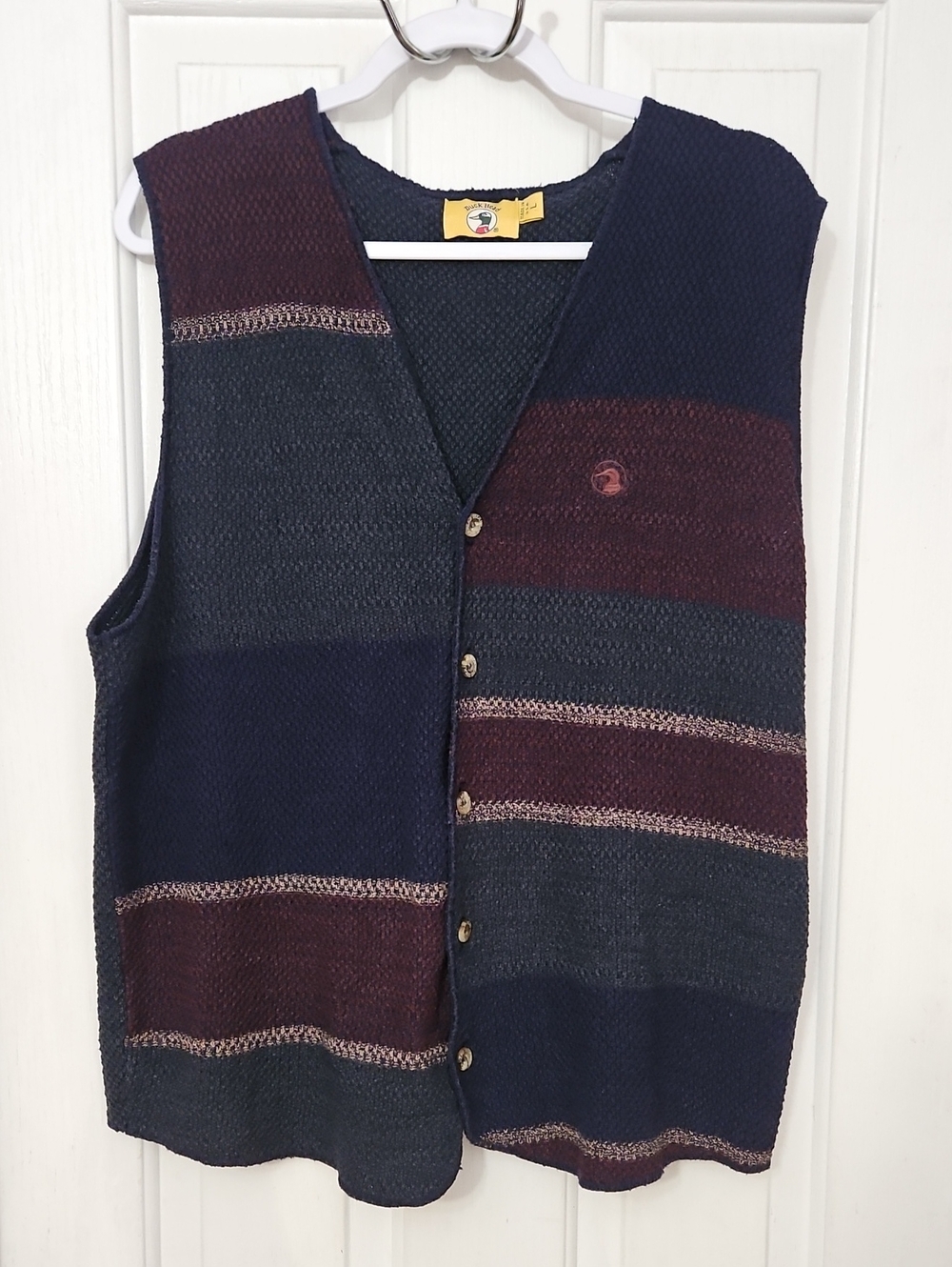 Vtg Duckhead 100% Cotton Colorblock Button-Up Vest Made In USA Sz L Mens